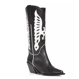 Anine Bing Black Mid Calf Tania Western Boots EU 38/ 7.5 US NEW